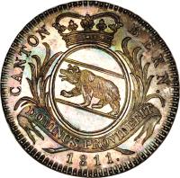 Swiss cantons coin 1 Frank (1811) obverse obverse of 1 Frank (1811) coin with KM# 174 from Swiss cantons. Inscription: CANTON BERN DOMINUS PROVIDEBIT 1811.