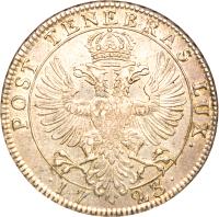 Swiss cantons coin 1 Thaler (1722 - 1723) reverse reverse of 1 Thaler (1722 - 1723) coin with KM# 69 from Swiss cantons. Inscription: POST TENEBRAS LUX · 17 23 ·