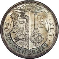 Swiss cantons coin 5 Francs (1848) obverse obverse of 5 Francs (1848) coin with KM# 137 from Swiss cantons. Inscription: IHS · POST · TENEBRAS · LUX ·
