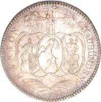 Swiss cantons coin 10 Schweizer Batzen (1825) obverse obverse of 10 Schweizer Batzen (1825) coin with KM# 12 from Swiss cantons. Inscription: KANTON GRAUBÜNDEN