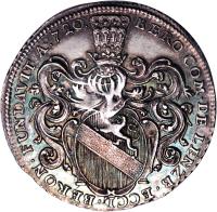 Swiss cantons coin 1/4 Thaler - Beromünster (1720) obverse obverse of 1/4 Thaler - Beromünster (1720) coin with KM# 12 from Swiss cantons. Inscription: BERO COM · DE LENZB · ECCL · BERRON · FUNDAVIT Aᴼ. 729.