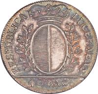 Swiss cantons coin 40 Batzen (1796) obverse obverse of 40 Batzen (1796) coin with KM# 93 from Swiss cantons. Inscription: RESPUBLICA LUCERNENSI. 4O.BAZ.