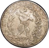 Swiss cantons coin 1 Thaler - Beda Angehrn (1777 - 1779) reverse reverse of 1 Thaler - Beda Angehrn (1777 - 1779) coin with KM# 29 from Swiss cantons. Inscription: ABB · S · G · E · S · I · A · V · E · 1777