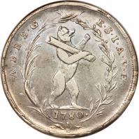Swiss cantons coin 1 Thaler - Beda Angehrn (1780) reverse reverse of 1 Thaler - Beda Angehrn (1780) coin with KM# 34 from Swiss cantons. Inscription: A · B · B · S · G · E · S · I · A · V · E · 1780