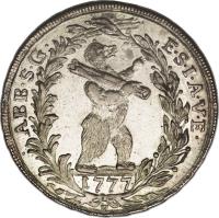 Swiss cantons coin 1/2 Thaler - Beda Angehrn (1776 - 1777) reverse reverse of 1/2 Thaler - Beda Angehrn (1776 - 1777) coin with KM# 26 from Swiss cantons. Inscription: ABB · S · G · E · S · I · A · V · E · 1776 H