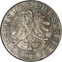 Swiss cantons coin 1 Thaler (1620 - 1624) reverse reverse of 1 Thaler (1620 - 1624) coin with KM# 25 from Swiss cantons. Inscription: :DEVS SPES NOSTRA EST: :