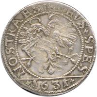 Swiss cantons coin 1 Dicken (1626 - 1635) reverse reverse of 1 Dicken (1626 - 1635) coin with KM# 42 from Swiss cantons. Inscription: DEVS SPES NOSTRA EST 1631