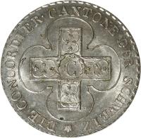 Swiss cantons coin 5 Batzen (1826) reverse reverse of 5 Batzen (1826) coin with KM# 83 from Swiss cantons. Inscription: DIE CONCORDIER · CANTONE DER SCHWEIZ * C