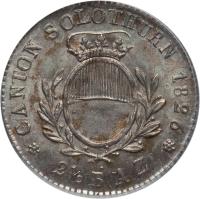 Swiss cantons coin 2 1/2 Batzen (1826) obverse obverse of 2 1/2 Batzen (1826) coin with KM# 81 from Swiss cantons. Inscription: CANTON SOLOTHURN 1826 * 2½ BAZ *