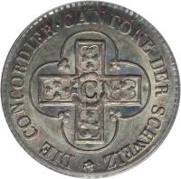 Swiss cantons coin 2 1/2 Batzen (1826) reverse reverse of 2 1/2 Batzen (1826) coin with KM# 81 from Swiss cantons. Inscription: DIE CONCORDIER · CANTONE DER SCHWEIZ * C