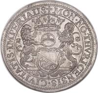 Swiss cantons coin 1 Thaler (1556) obverse obverse of 1 Thaler (1556) coin with DAV# 8783 from Swiss cantons. Inscription: MON · NO · THVRICENSIS · CIVITATIS · IMPERIALIS
