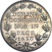 Swiss cantons coin 20 Batzen (1826) reverse reverse of 20 Batzen (1826) coin with KM# 192 from Swiss cantons. Inscription: DOMINE CONSERVA NOS IN PACE 1826