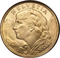 Switzerland coin 100 Francs (1925) obverse obverse of 100 Francs (1925) coin with KM# 39 from Switzerland. Inscription: HELVETIA