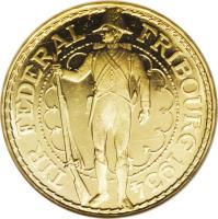 Switzerland coin 100 Francs - Shooting Festival (1934) reverse reverse of 100 Francs - Shooting Festival (1934) coin with X# S19 from Switzerland. Inscription: TIR FEDERAL FRIBOURG 1934