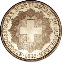 Switzerland coin 5 Francs - Shooting Festival (1861) obverse obverse of 5 Francs - Shooting Festival (1861) coin with X# S6 from Switzerland.