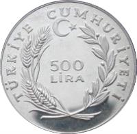 Turkey coin 500 Lira - Year of the Child (1979) reverse reverse of 500 Lira - Year of the Child (1979) coin with KM# 931 from Turkey. Inscription: TÜRKİYE CUMHURİYETİ 500 LİRA