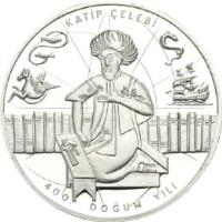 obverse of 50 Lira - Katip Celebi (2009) coin with KM# 1262 from Turkey. Inscription: KATIP ÇELEBI 400. DOĞUM YILI