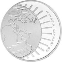 obverse of 50 Lira - Water Fountain of Life (2009) coin with KM# 1255 from Turkey. Inscription: HAYATIN KAYNAĞI SU