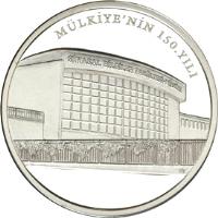 obverse of 50 Lira - Faculty of Political Science (2009) coin with KM# 1261 from Turkey. Inscription: MÜLKİYE'NİN 150.YILI
