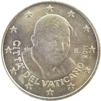 obverse of 50 Euro Cent - Benedict XVI - 2'nd Map (2008 - 2013) coin with KM# 387 from Vatican City. Inscription: CITTA' DEL VATICANO · 2010 R D. L. MAC INC.