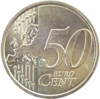 reverse of 50 Euro Cent - Benedict XVI - 2'nd Map (2008 - 2013) coin with KM# 387 from Vatican City. Inscription: 50 EURO CENT LL