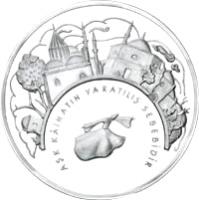 obverse of 30 Yeni Lira - Mevlana (2007) coin with KM# 1207 from Turkey. Inscription: AŞK KÂİNATIN YARATILIŞ SEBEBİDİR