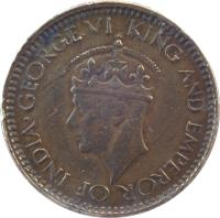 Ceylon coin 25 Cents - George VI (1943) obverse obverse of 25 Cents - George VI (1943) coin with KM# 115 from Ceylon. Inscription: GEORGE VI KING AND EMPEROR OF INDIA