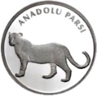 reverse of 20 Yeni Lira - Anatolian Leopard (2005) coin with KM# 1181 from Turkey. Inscription: ANADOLU PARSI
