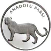 Turkey coin 20 Yeni Lira - Anatolian Leopard (2005) reverse reverse of 20 Yeni Lira - Anatolian Leopard (2005) coin with KM# 1181 from Turkey. Inscription: ANADOLU PARSI