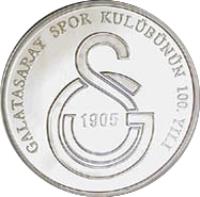 obverse of 20 Yeni Lira - Galatasaray Sports Club (2005) coin with KM# 1190 from Turkey.