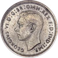 obverse of 4 Pence - George VI - Maundy Coinage (1937 - 1946) coin with KM# 851 from United Kingdom. Inscription: GEORGIVS VI D:G:BR:OMN:REX F:D:IND:IMP.