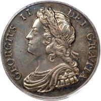 obverse of 1 Shilling - George II (1727 - 1741) coin with KM# 561 from United Kingdom. Inscription: GEORGIVS · II · DEI · GRATIA ·