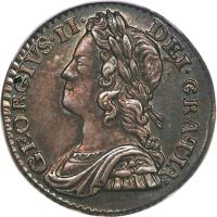 obverse of 2 Pence - George II - Maundy Coinage (1729 - 1760) coin with KM# 568 from United Kingdom. Inscription: GEORGIVS · II · DEI · GRATIA ·