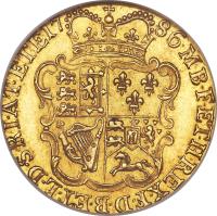 United Kingdom coin 1/2 Guinea - George III (1775 - 1786) reverse reverse of 1/2 Guinea - George III (1775 - 1786) coin with KM# 605 from United Kingdom. Inscription: · M · B · F · ET · H · REX · F · D · B · ET · L · D · S · R · I · A · T · ET · E · 17 86