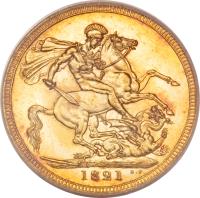 United Kingdom coin 1 Sovereign - George IV (1821 - 1825) reverse reverse of 1 Sovereign - George IV (1821 - 1825) coin with KM# 682 from United Kingdom. Inscription: 1821 B.P.