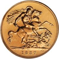 United Kingdom coin 1 Sovereign - George VI (1937) reverse reverse of 1 Sovereign - George VI (1937) coin with KM# 859 from United Kingdom. Inscription: 1937 B.P.