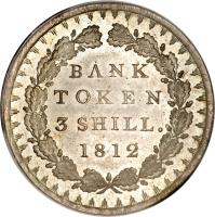 United Kingdom coin 3 Shillings - George III - Bank Token (1811 - 1812) reverse reverse of 3 Shillings - George III - Bank Token (1811 - 1812) coin with KM# Tn4 from United Kingdom. Inscription: BANK TOKEN 3 SHILL. 1812