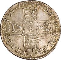 United Kingdom coin 6 Pence - Anne (1707 - 1710) reverse reverse of 6 Pence - Anne (1707 - 1710) coin with KM# 530 from United Kingdom. Inscription: MAG · BRI · FR ET · HIB REG · 17 08 ·