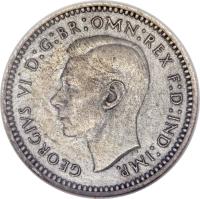 obverse of 2 Pence - George VI - Maundy Coinage (1937 - 1946) coin with KM# 847 from United Kingdom. Inscription: GEORGIVS VI D:G:BR:OMN:REX F:D:IND:IMP.