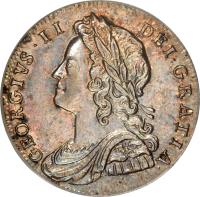 obverse of 6 Pence - George II (1728 - 1741) coin with KM# 564 from United Kingdom. Inscription: GEORGIVS · II · DEI GRATIA