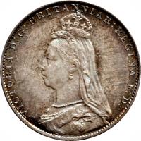 obverse of 4 Pence - Victoria - Maundy Coinage; 2'nd Portrait (1888 - 1892) coin with KM# 773 from United Kingdom. Inscription: VICTORIA DEI GRATIA BRITT:REGINA F:D: