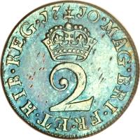 United Kingdom coin 2 Pence - Anne - Maundy Coinage (1703 - 1713) reverse reverse of 2 Pence - Anne - Maundy Coinage (1703 - 1713) coin with KM# 513 from United Kingdom. Inscription: MAG · BRI · FR · HIB · REG · 17 10 · 2