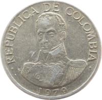 Colombia coin 1 Peso (1974 - 1981) obverse obverse of 1 Peso (1974 - 1981) coin with KM# 258 from Colombia. Inscription: REPUBLICA DE COLOMBIA 1978