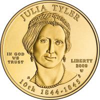 obverse of 10 Dollars - Julia Tyler - Bullion (2009) coin with KM# 458 from United States. Inscription: JULIA TYLER IN GOD WE TRUST LIBERTY 2009 W 10th 1844-1845