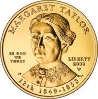 United States coin 10 Dollars - Margaret Taylor - Bullion (2009) obverse obverse of 10 Dollars - Margaret Taylor - Bullion (2009) coin with KM# 465 from United States. Inscription: MARGARET TAYLOR IN GOD WE TRUST LIBERTY 2009 W 12th 1849-1850