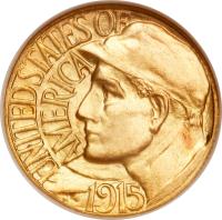 United States coin 1 Dollar - PanamaPacific Exposition (1915) obverse obverse of 1 Dollar - PanamaPacific Exposition (1915) coin with KM# 136 from United States. Inscription: UNITED STATES OF AMERICA 1915