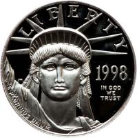 United States coin 50 Dollars - Vistas of Liberty: Eagle Over New England - American Platinum Eagle Bullion (1998) obverse obverse of 50 Dollars - Vistas of Liberty: Eagle Over New England - American Platinum Eagle Bullion (1998) coin with KM# 291 from United States. Inscription: LIBERTY 1998 IN GOD WE TRUST E PLURIBUS UNUM