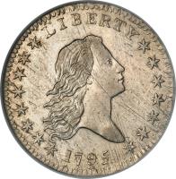United States coin 1/2 Dollar - Flowing Hair Half Dollar; Small eagle (1794 - 1795) obverse obverse of 1/2 Dollar - Flowing Hair Half Dollar; Small eagle (1794 - 1795) coin with KM# 16 from United States.