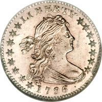 obverse of 1/2 Dime - Draped Bust Half Dime; Small eagle (1796 - 1797) coin with KM# 23 from United States.