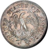 reverse of 1/4 Dollar - Draped Bust Quarter; Small eagle (1796) coin with KM# 25 from United States.